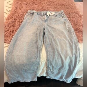 American Eagle Outfitters Sky Blue Denim Dreamy Drape Super High Rise Wide Leg